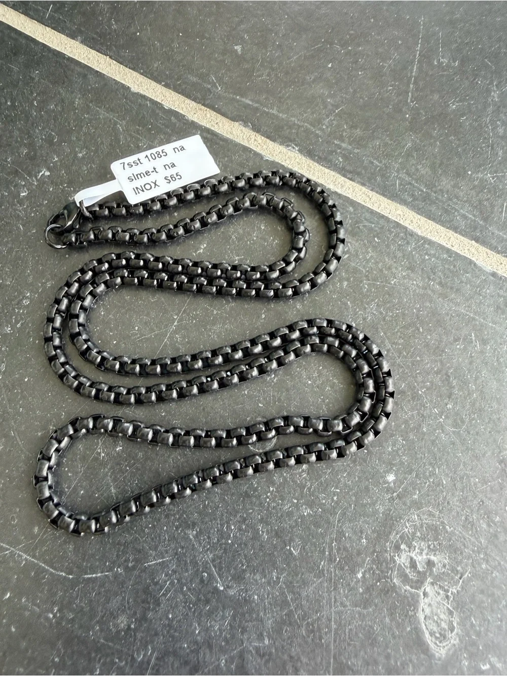 Black Stainless Steel Box Chain Necklace - INOX Men Accessories 24”